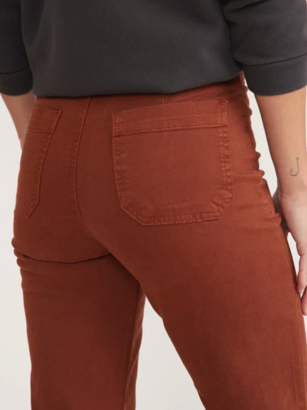 Marine Layer Bridget Full Length Flare Pant, Rust Brown, Size 2 - Picture 4 of 8